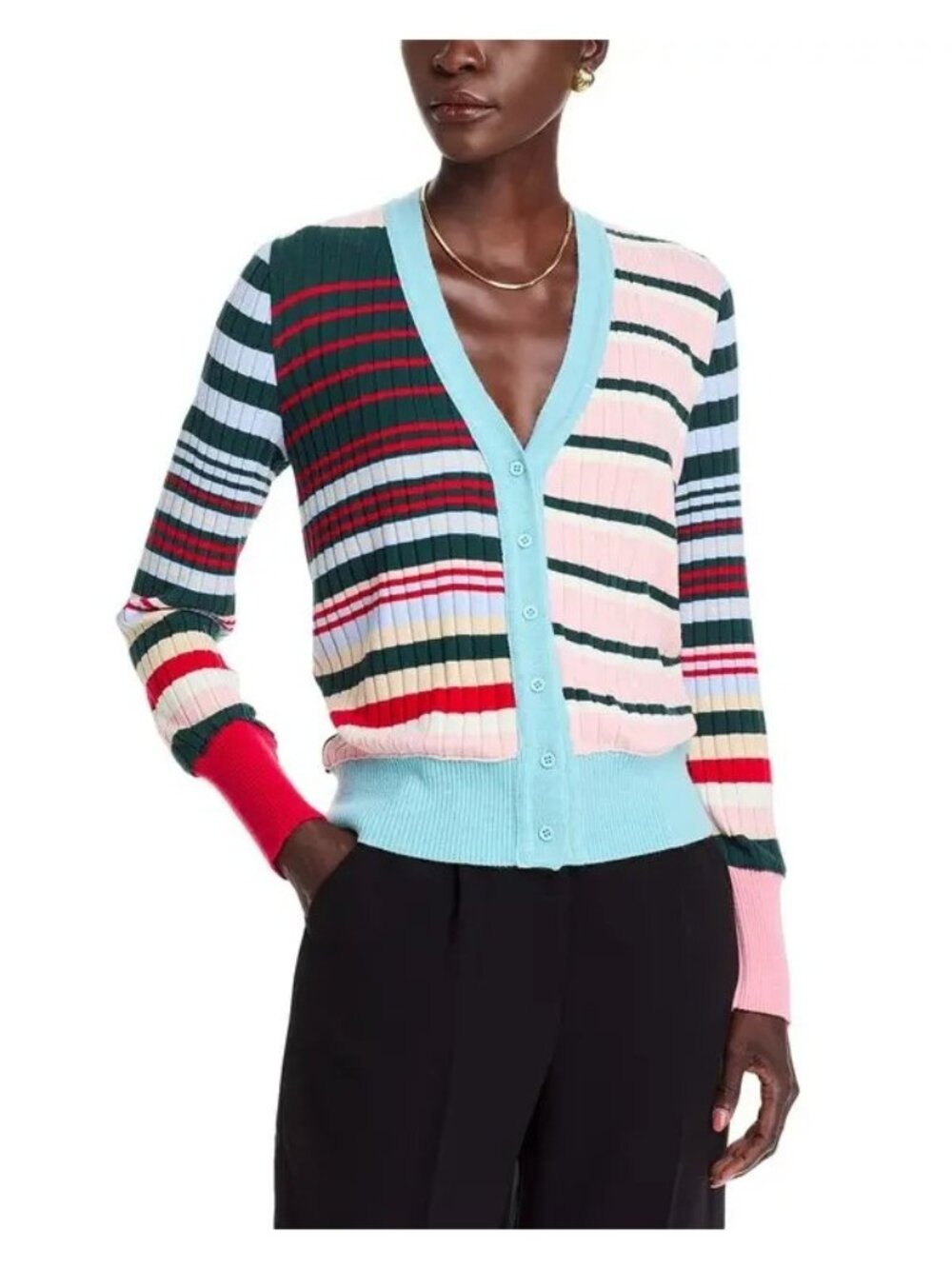 NWT Aldo Martins Striped Cardigan Striped Powder Womens Size Medium